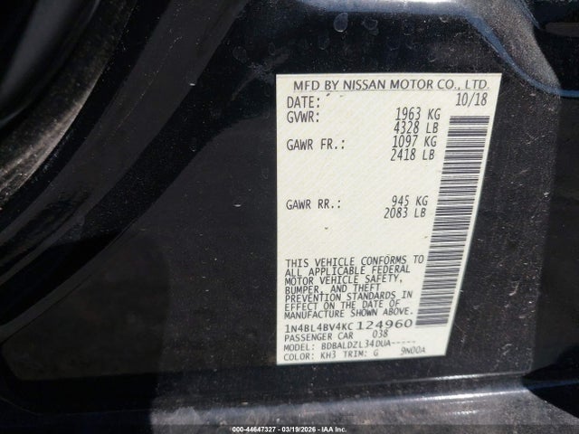 Nissan Altima 2.5 S 2019 1N4BL4BV4KC124960 Image 9
