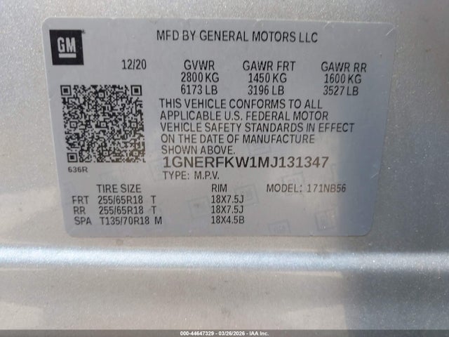1GNERFKW1MJ131347 Chevrolet Traverse Fwd Ls