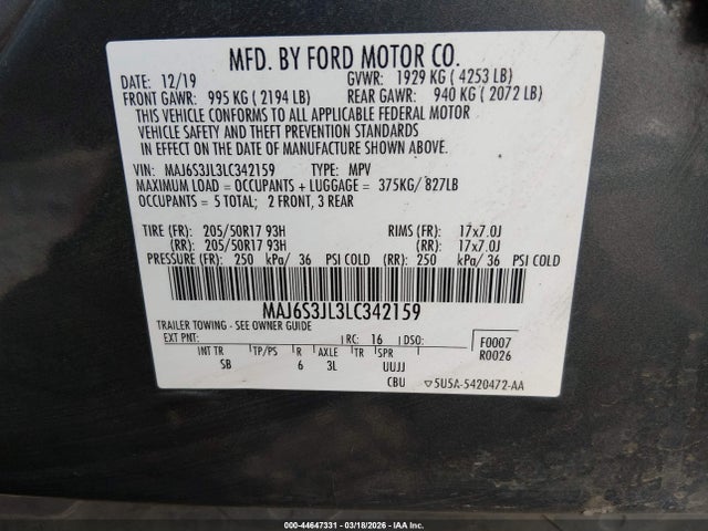 2020 FORD ECOSPORT MAJ6S3JL3LC342159 Photo 8