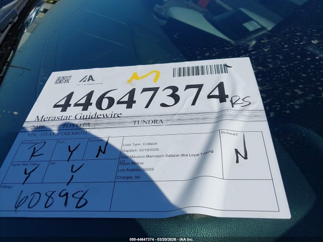 5TFAY5F1XKX863117 Toyota Tundra Platinum 5.7l V8