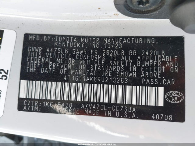 Toyota CAMRY SE 2024 4T1G11AK6RU213263 Image 9