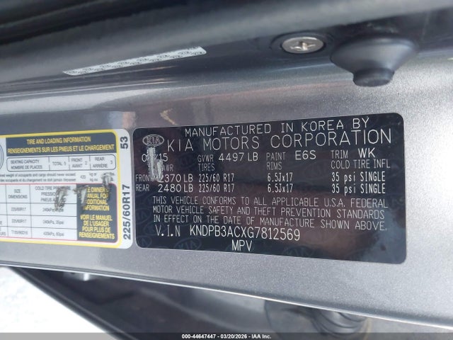 KNDPB3ACXG7812569 KIA Sportage Lx