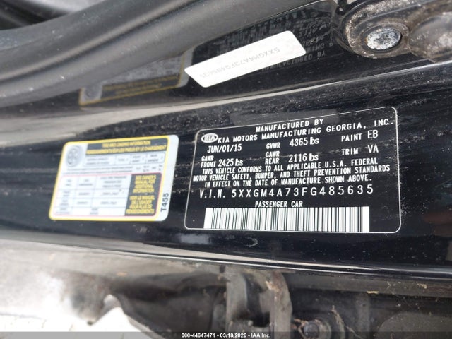 Продажа на аукционе авто 2015 Kia Optima Lx, vin: 5XXGM4A73FG485635, номер лота: 44647471