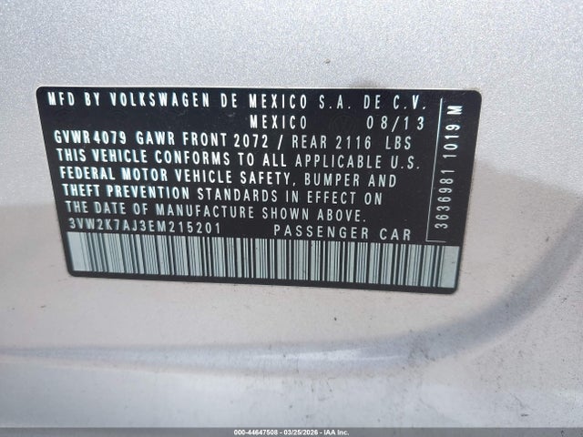 3VW2K7AJ3EM215201 Volkswagen Jetta 2.0l S