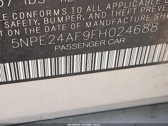 Hyundai SONATA SE 2015 5NPE24AF9FH024688 Image 9