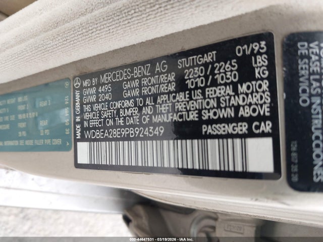 1993 MERCEDES-BENZ 300 WDBEA28E9PB924349 Photo 8