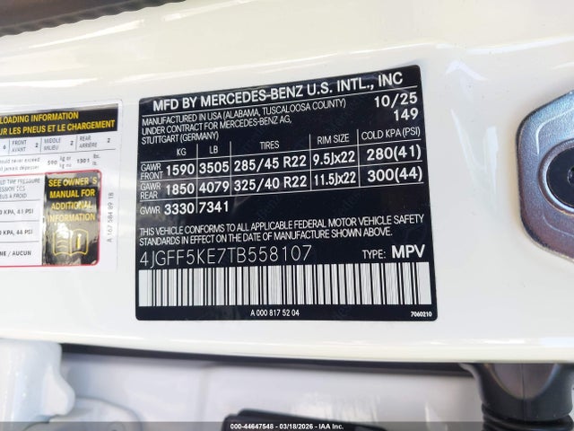 4JGFF5KE7TB558107 Mercedes-Benz Gls 450 4matic