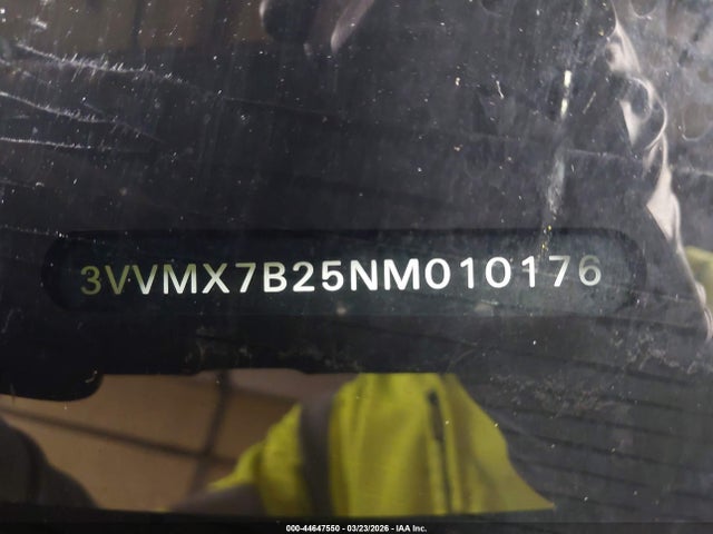 44647550 :رقم المزاد ، 3VVMX7B25NM010176 vin ، 2022 Volkswagen Taos 1.5t S مزاد بيع