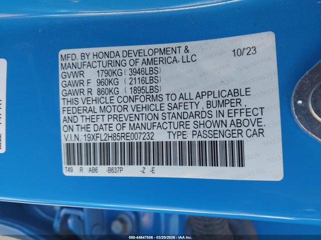 Honda Civic Sport 2024 19XFL2H85RE007232 Image 9