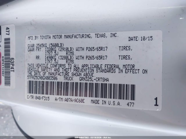 5TFRZ5CN8GX003506 Toyota Tacoma Trd Sport