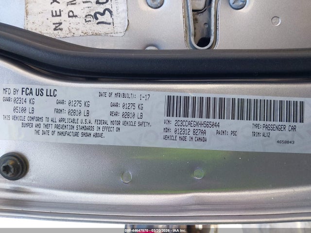 2017 Chrysler 300c მანქანა იყიდება აუქციონზე, vin: 2C3CCAEGXHH565044, აუქციონის ნომერი: 44647570