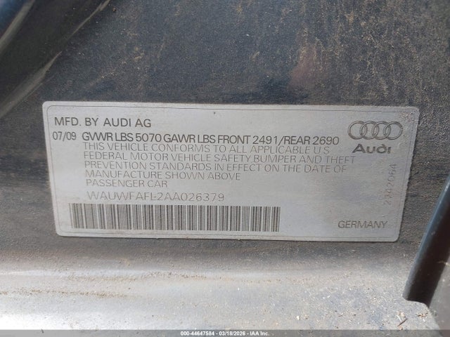2010 AUDI A4 WAUWFAFL2AA026379 Photo 8