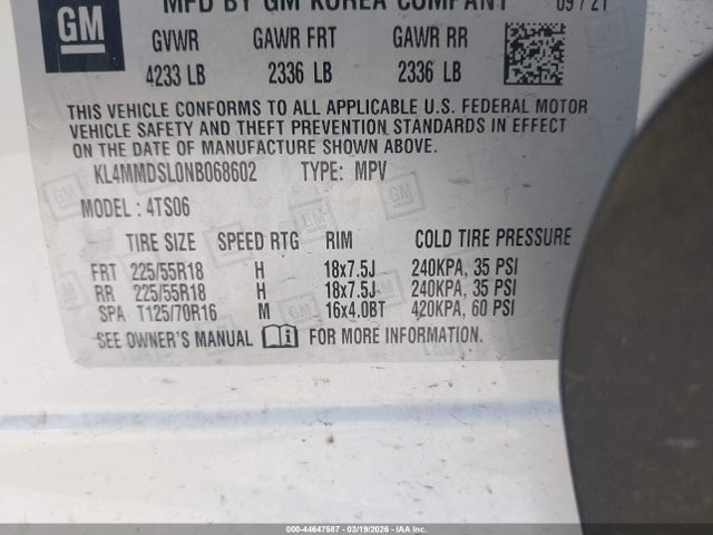 Продажа на аукционе авто 2022 Buick Encore Gx Fwd Select, vin: KL4MMDSL0NB068602, номер лота: 44647587