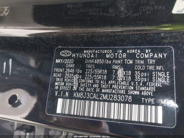 KM8J3CAL2MU283078 Hyundai TUCSON SEL