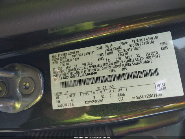 2020 FORD ESCAPE 1FMCU0G63LUA06640 Photo 8