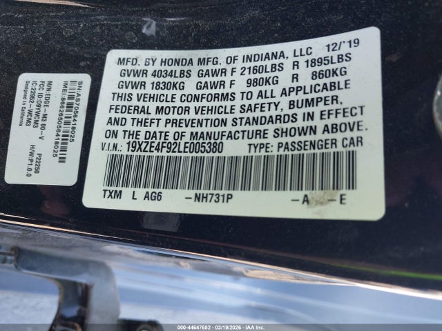 19XZE4F92LE005380 Honda Insight Touring