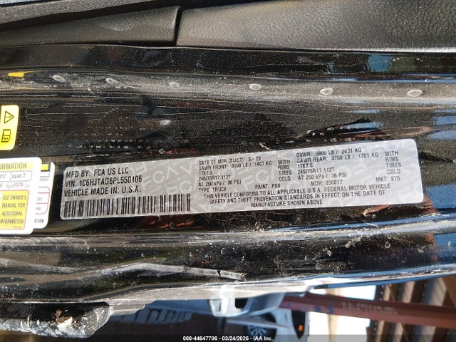 2023 Jeep Gladiator Sport 4x4 მანქანა იყიდება აუქციონზე, vin: 1C6HJTAG6PL550106, აუქციონის ნომერი: 44647706