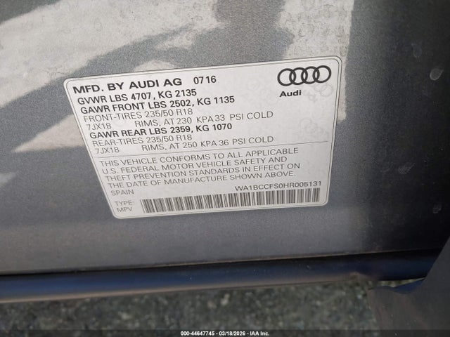 2017 AUDI Q3 WA1BCCFS0HR005131 Photo 8