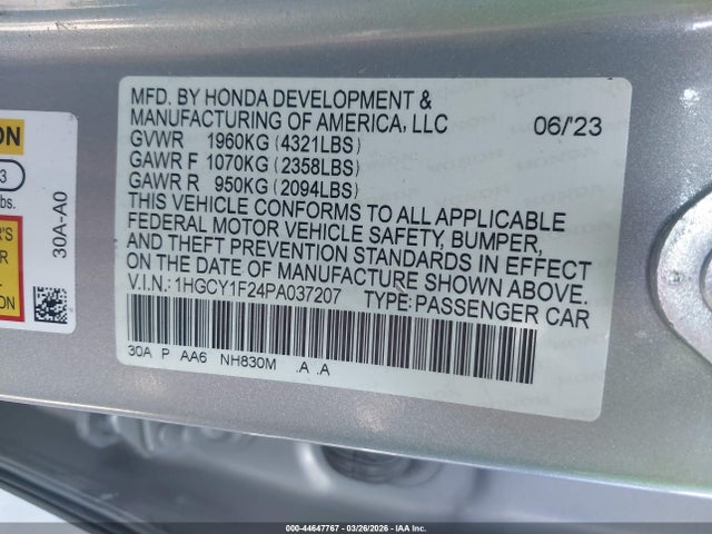 1HGCY1F24PA037207 Honda ACCORD LX