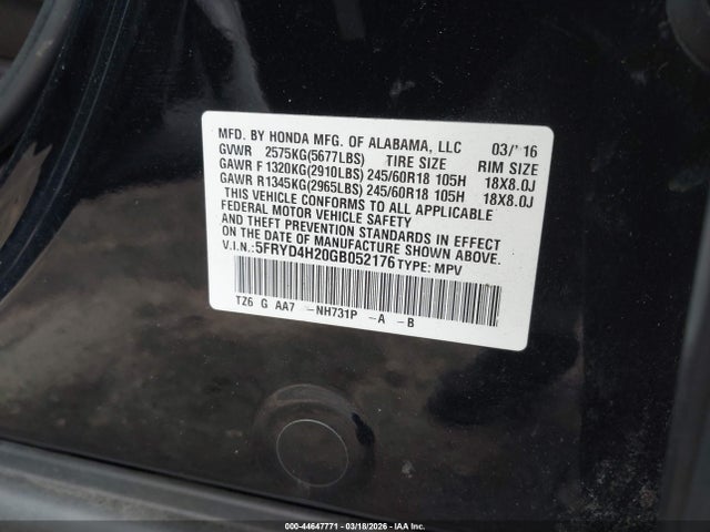 Aukcja sprzedaży 2016 Acura Mdx Acurawatch Plus Package, vin: 5FRYD4H20GB052176, numer aukcji: 44647771