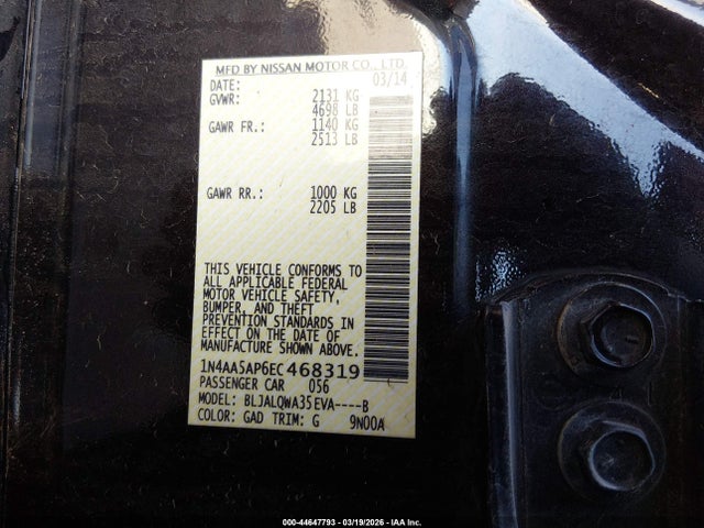 Nissan Maxima 3.5 S 2014 1N4AA5AP6EC468319 Image 9
