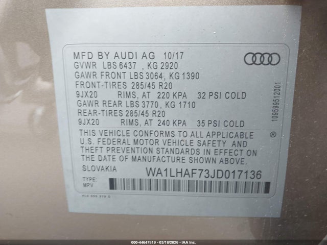 2018 AUDI Q7 WA1LHAF73JD017136 Photo 8