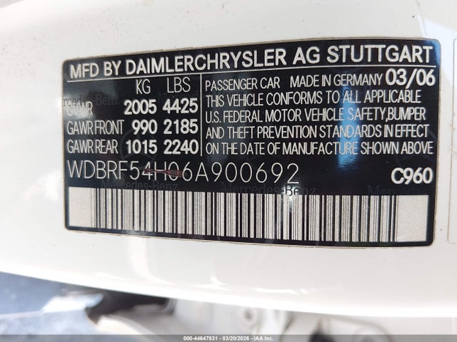 Продажа на аукционе авто 2006 Mercedes-benz C 280 Luxury, vin: WDBRF54H06A900692, номер лота: 44647831
