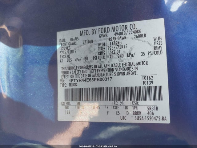 2005 FORD RANGER 1FTYR44E65PB00317 Photo 8