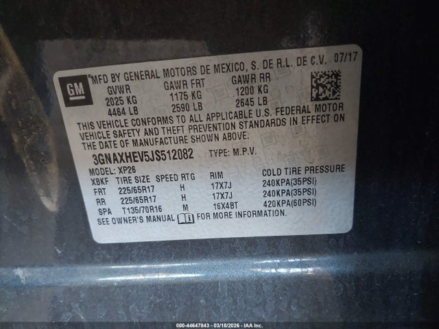 Chevrolet EQUINOX LS 2018 3GNAXHEV5JS512082 Image 9