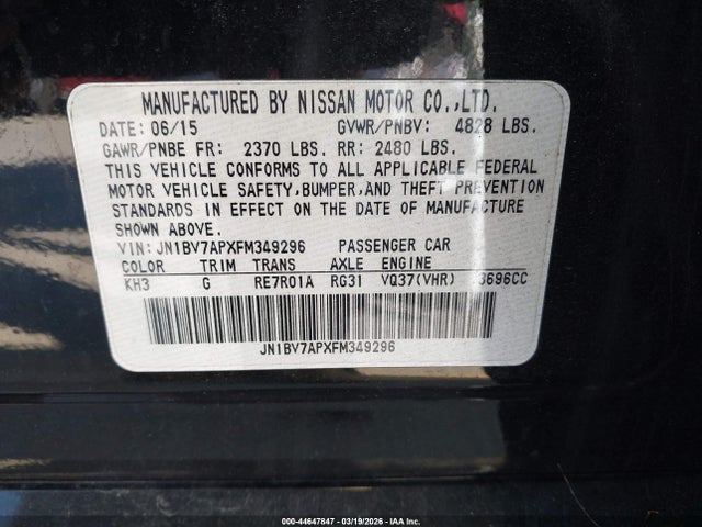 JN1BV7APXFM349296 Infiniti Q50 Premium
