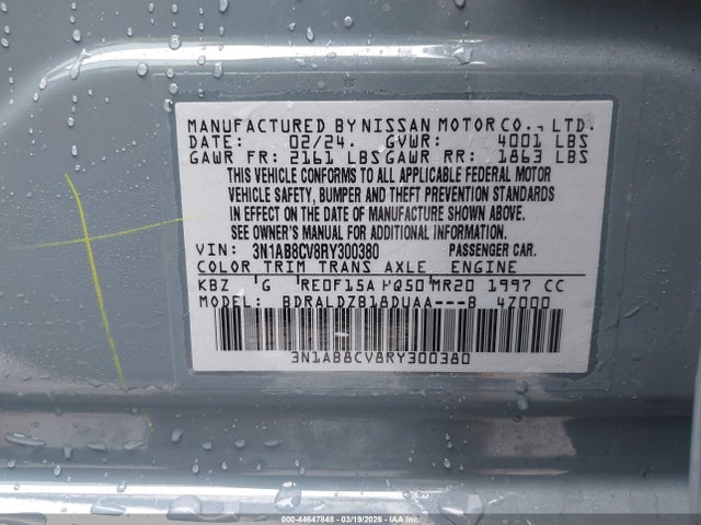 3N1AB8CV8RY300380 Nissan Sentra Sv Xtronic Cvt