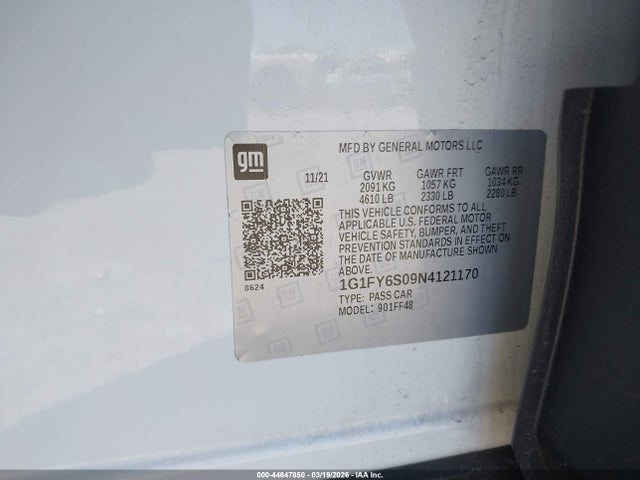 1G1FY6S09N4121170 Chevrolet Bolt Euv Fwd Lt