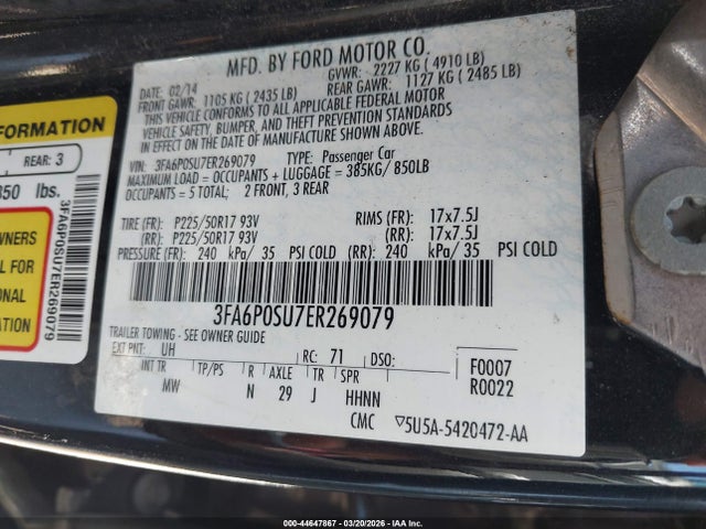 2014 FORD FUSION ENERGI 3FA6P0SU7ER269079 Photo 8