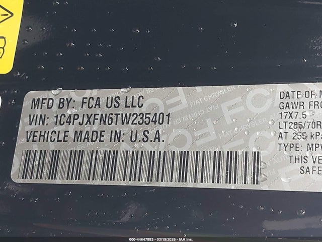 1C4PJXFN6TW235401 Jeep Wrangler Rubicon 4x4