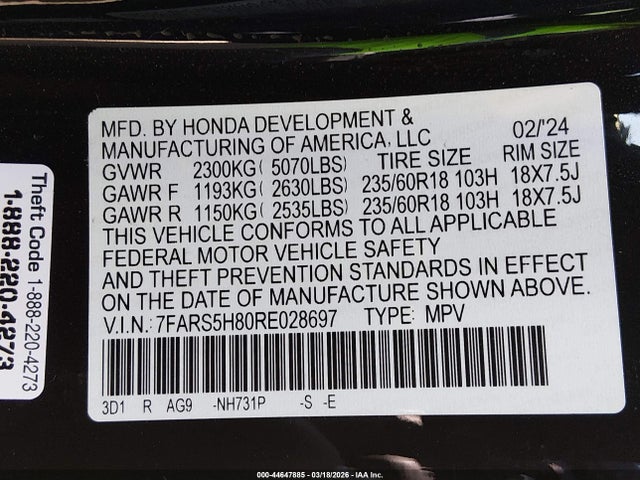7FARS5H80RE028697 Honda Cr-v Hybrid Sport-l