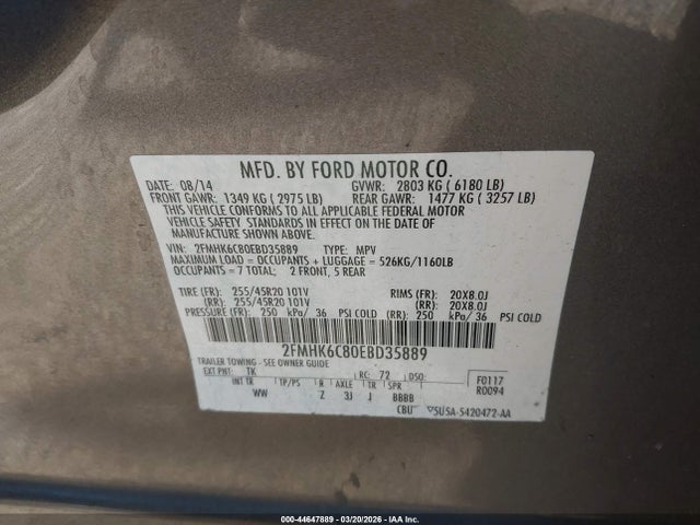 Ford FLEX SEL 2014 2FMHK6C80EBD35889 Image 9