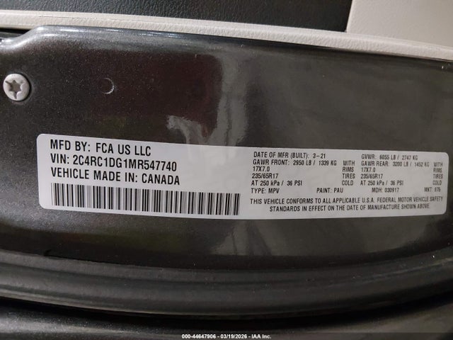 Chrysler Voyager Lxi 2021 2C4RC1DG1MR547740 Image 9
