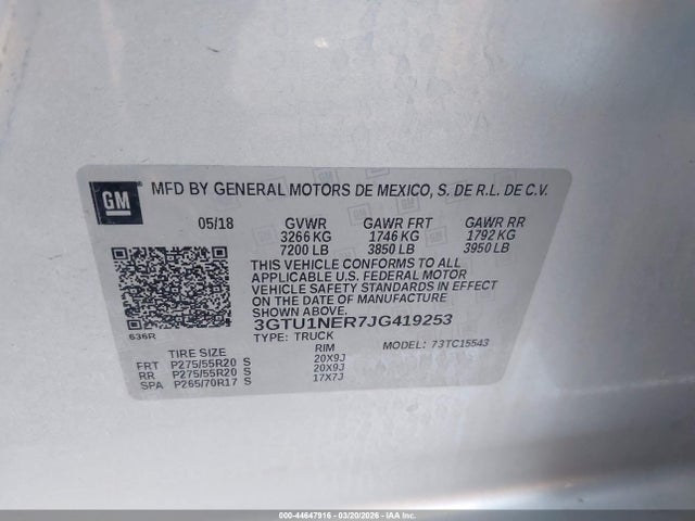 3GTU1NER7JG419253 GMC Sierra 1500 Slt