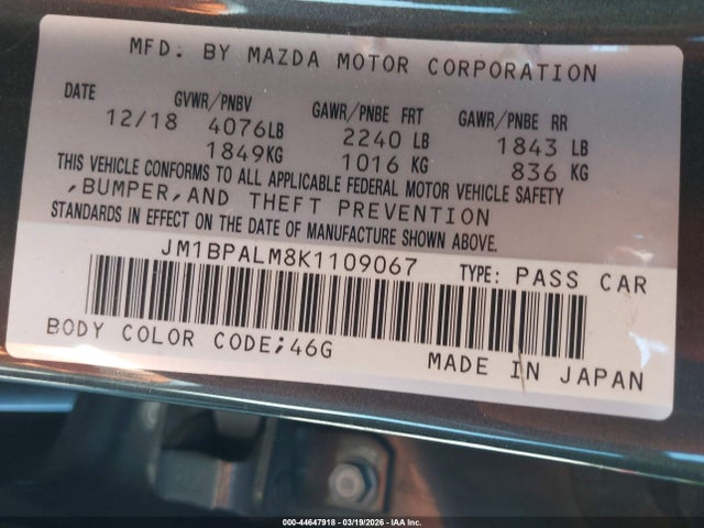 JM1BPALM8K1109067 Mazda MAZDA3