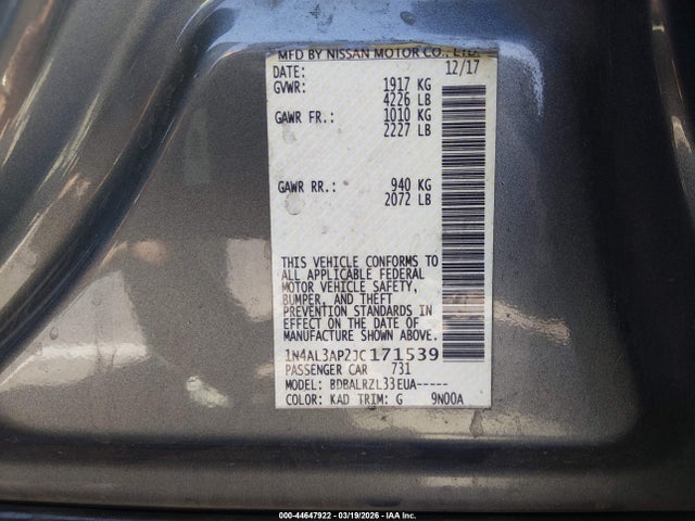 1N4AL3AP2JC171539 Nissan Altima 2.5 Sl