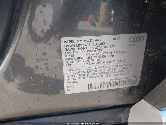 2022 AUDI Q5 WA1GAAFY0N2102029 Photo 8