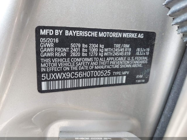 Продаж на аукціоні авто 2017 Bmw X3 Xdrive28i, vin: 5UXWX9C56H0T00525, номер лоту: 44647960