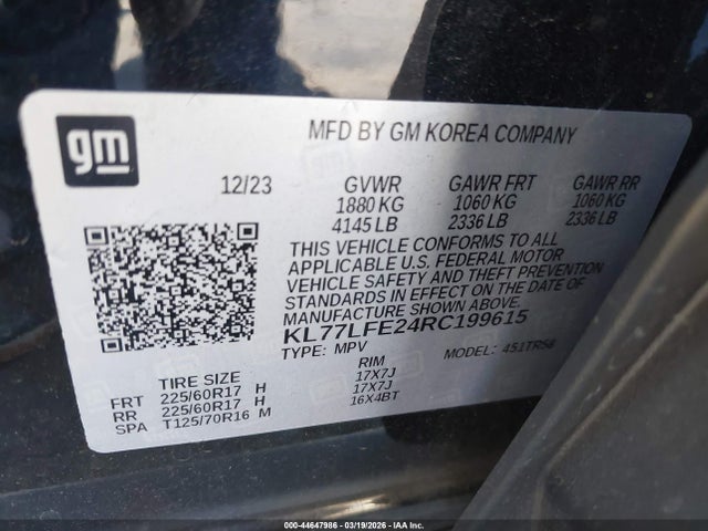 KL77LFE24RC199615 Chevrolet Trax Fwd Sp
