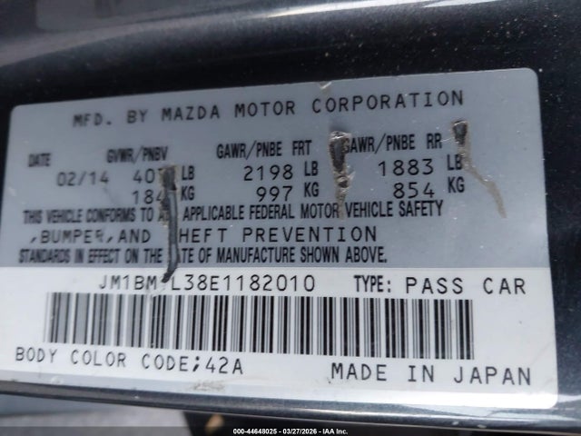JM1BM1L38E1182010 Mazda Mazda3 S Touring
