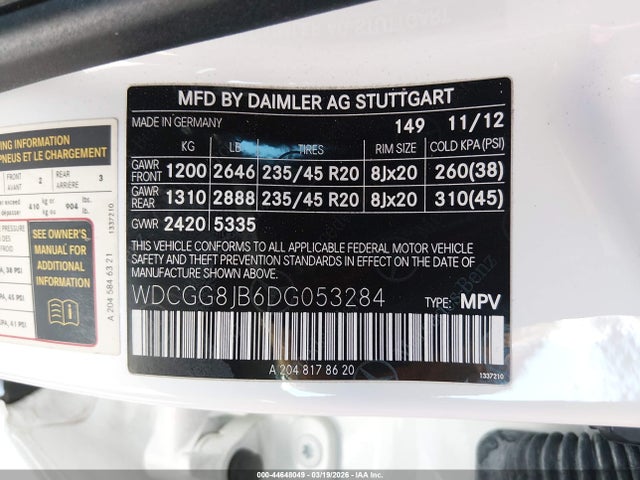 Продаж на аукціоні авто 2013 Mercedes-benz Glk 350 4matic, vin: WDCGG8JB6DG053284, номер лоту: 44648049