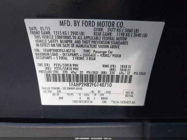 1FAHP2H82FG140710 Ford TAURUS SEL