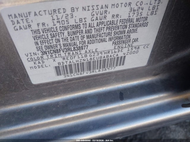 Nissan Versa 1.6 Sr 2024 3N1CN8FV3RL838977 Image 9