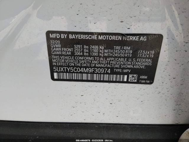 Продаж на аукціоні авто 2021 Bmw X3 Xdrive30i, vin: 5UXTY5C04M9F30974, номер лоту: 44648076