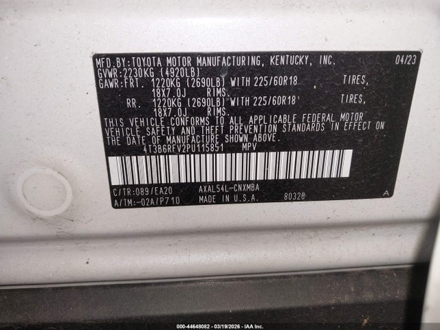 Aukcja sprzedaży 2023 Toyota Rav4 Hybrid Xle Premium, vin: 4T3B6RFV2PU115851, numer aukcji: 44648082