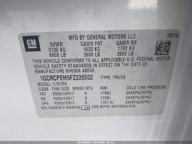 Chevrolet Silverado 1500 Wt 2015 1GCRCPEH9FZ226502 Image 9